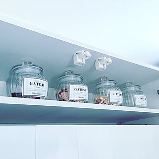 キッチン/手作りラベル/白黒/シンプル/キッチン収納...などのインテリア実例 - 2017-03-14 11:49:54