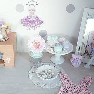 部屋全体/フェイクスイーツ♡/marriちゃんのメレンゲ/うさぎのドイリー/ラプンツェルのドレス...などのインテリア実例 - 2018-03-26 18:42:00