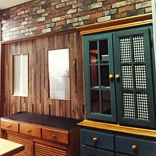 キッチン/レンガ調壁紙/木目調壁紙のインテリア実例 - 2015-02-06 10:11:51