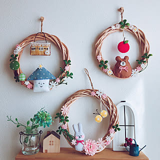 ベッド周り/ほのぼのリース特集...♪*゚/ハンドメイド/いつもありがとうございます♡/ナチュラルが好き...などのインテリア実例 - 2019-02-14 16:27:21