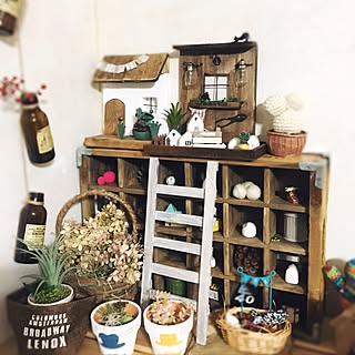 部屋全体/コカコーラ木箱/ミニラダーDIY/mayutan.ちゃんの作品/hiyoちゃんの作品...などのインテリア実例 - 2017-06-17 06:57:23