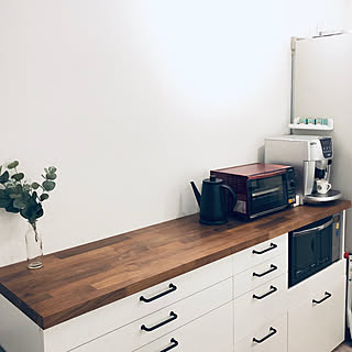 キッチン/ユーカリ/デロンギエスプレッソマシン/IKEA キッチンカウンター/山善キャセロールモニター応募...などのインテリア実例 - 2019-01-15 20:50:12