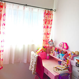 机/ガーリーインテリア/イケアの椅子/カーテンレール/ピンク...などのインテリア実例 - 2017-09-21 13:13:14