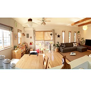 部屋全体/シーリングファン/モザイクタイルのキッチンカウンター/パノラマ撮影/ニトリ...などのインテリア実例 - 2015-08-23 20:00:30