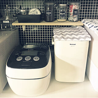 キッチン/白×黒/パナソニック ホームベーカリー/リメイクシート/モノトーン...などのインテリア実例 - 2018-09-16 22:30:18