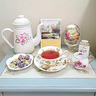 ティータイム/ベッドサイド/パンジーのドライ/パステルカラー/机のインテリア実例 - 2018-04-07 14:54:37