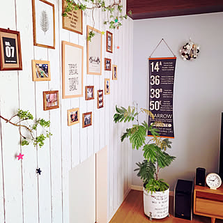 壁/天井/観葉植物/無印良品/ダイソー/フォトフレーム...などのインテリア実例 - 2017-11-01 19:04:36