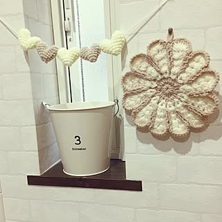 キッチン/素敵便/レンガ壁紙/3COINS/編み物作品♡...などのインテリア実例 - 2016-12-26 16:36:43