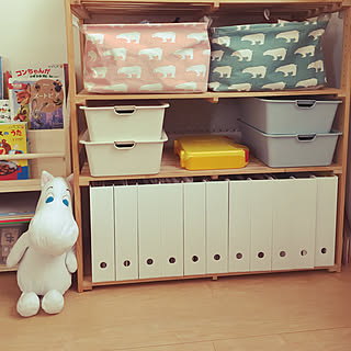 棚/ムーミン♡/おもちゃ収納/書類収納/100均...などのインテリア実例 - 2018-07-01 12:45:27
