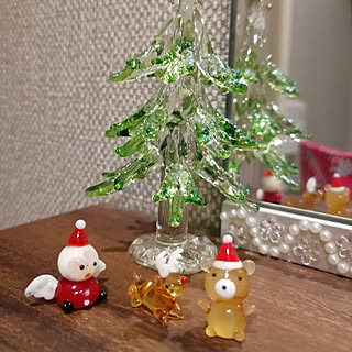 クリスマスツリー ミニチュア ガラス細工 飾り グラススクエア ドットツリー ミニチュア ハンドメイドガラスオーナメントツリー Studiodeiure It