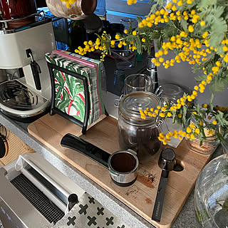 DēLonghiエスプレッソメーカー/ミモザ/しゃれとんしゃあ会/コーヒータイム！/棚のインテリア実例 - 2020-02-23 17:27:18