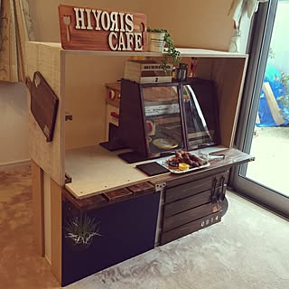 ままごとカフェ/ままごとカフェ風カウンター/DIY/100均/ハンドメイド...などのインテリア実例 - 2016-04-17 10:05:58