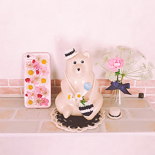 ドライフラワーの携帯カバー♡/しろくま貯金箱/kotona ちゃんのあみあみ♡/100均アイテムで作った飾り棚♪/当たり前の生活がいちばんの幸せ♡...などのインテリア実例 - 2018-02-28 07:51:20