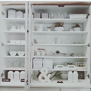 壁/天井/食器棚/リメイク食器棚/リメイク後/RoomClipステッカー♡...などのインテリア実例 - 2020-08-04 18:08:31