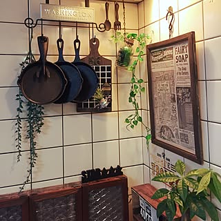 キッチン/連投してます*_ _)ペコリ♡/ちょっと男前/フェイクグリーン/百均リノベーション...などのインテリア実例 - 2017-06-02 18:21:52