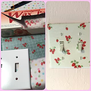 壁/天井/ワックスペーパー/デコパージュ/いちご/スイッチプレート...などのインテリア実例 - 2015-09-13 08:53:22