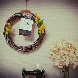壁/天井/おはようございます♡/荷札タグ/リース♡/いなざるるす屋さん/ミモザリース...などのインテリア実例 - 2014-03-31 09:21:42