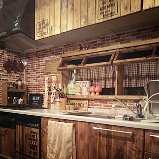 キッチン/男前/手作り/キッチンDIY/キッチンリメイク...などのインテリア実例 - 2016-05-04 10:07:11