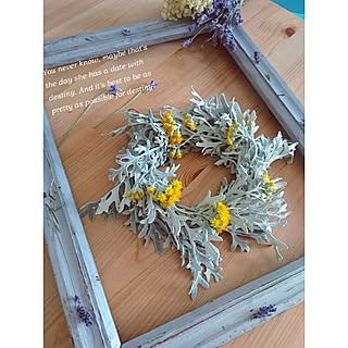 机/額縁リメイク/フラワーインテリア/白妙菊/白妙菊のリース...などのインテリア実例 - 2016-07-19 07:31:54