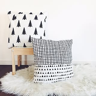 クッションカバー グラフチェック柄のおしゃれなアレンジ 飾り方のインテリア実例 Roomclip ルームクリップ