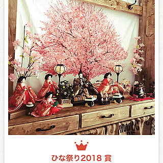 玄関/入り口/2×4材/造花/桜/タペストリー...などのインテリア実例 - 2018-03-23 22:04:11