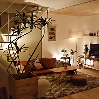 ナチュラル 夜のリビングのおしゃれなインテリア 部屋 家具の実例 Roomclip ルームクリップ