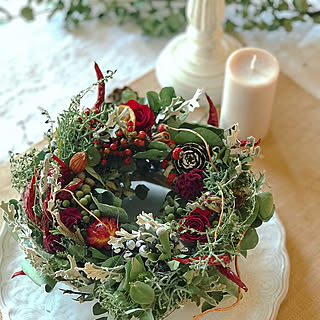 机/クリスマスディスプレイ/クリスマスリース/ドライフラワーのある暮らし/ドライフラワー...などのインテリア実例 - 2017-11-07 15:43:28