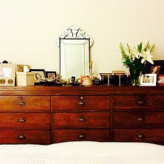ベッド周り/Burmese lacquer ware/mirror→vintage/アンティークのインテリア実例 - 2017-05-06 23:37:10