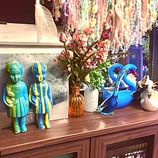 玄関/入り口/アフリカンポップ/ハンドメイド/タッセルガーランド/ガラスのスワン...などのインテリア実例 - 2017-04-06 07:51:50