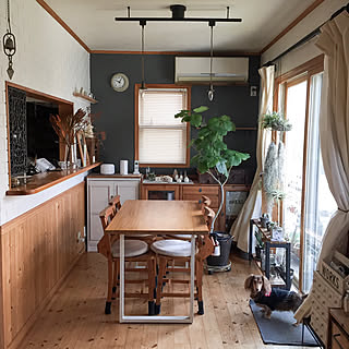 部屋全体/DIY/ペンダントライト/無垢の床/ウンベラータ...などのインテリア実例 - 2019-10-31 14:20:07