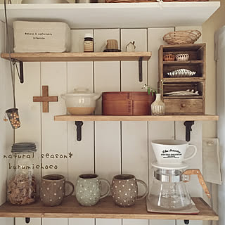 棚/ナチュラルインテリア/ハンドメイド/棚DIY/キッチンDIY...などのインテリア実例 - 2017-09-15 09:18:19