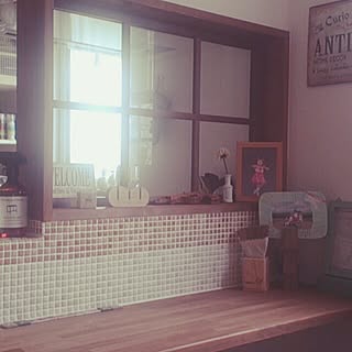 キッチン/ブルーグレー/漆喰壁/レトロ/格子窓...などのインテリア実例 - 2015-07-19 20:25:20