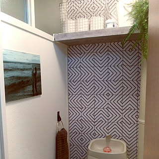 バス/トイレ/モノトーン/壁紙屋本舗/ハッテミー/タイル柄...などのインテリア実例 - 2018-12-28 10:27:12