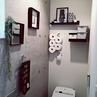 バス/トイレ/モノトーン/DIY/壁紙屋本舗/コンクリート風壁紙...などのインテリア実例 - 2019-04-19 22:01:53