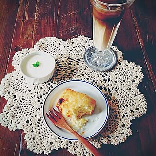 机/ヴィンテージ食器/おやつ時間/スコーン/アイスコーヒー...などのインテリア実例 - 2015-04-05 16:28:27