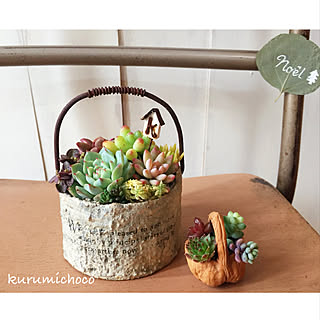 玄関/入り口/クリスマス/素朴ナチュラル/くるからアレンジ/くるみのバスケット...などのインテリア実例 - 2017-12-12 08:16:46