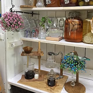 キッチン/カフェコーナーdiy/花籠サンキャッチャー/理系道具/白のチカラ...などのインテリア実例 - 2017-04-22 07:36:45