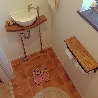 バス トイレ テラコッタタイル風クッションフロアのインテリア実例 Roomclip ルームクリップ