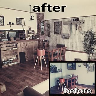 部屋全体/ステンシル/BRIWAX/クッションフロア/レンガ壁紙...などのインテリア実例 - 2015-04-01 19:35:04