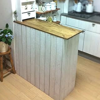 キッチン/キッチンカウンター/板壁/DIY/カラーボックスリメイク/リメイク...などのインテリア実例 - 2013-07-26 19:58:52