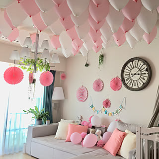 ゆめかわいい 誕生日飾り付けのおしゃれなインテリア 部屋 家具の実例 Roomclip ルームクリップ