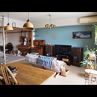 部屋全体/セルフペイントの壁/リクライニングソファ/無印良品/スピーカー...などのインテリア実例 - 2017-04-22 12:27:58