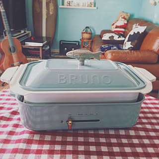 キッチン/ミントブルーの壁/ギンガムチェック/BRUNOホットプレートのインテリア実例 - 2017-12-11 23:53:52
