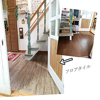 シール式フロアタイルのインテリア実例 Roomclip ルームクリップ