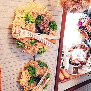 玄関/入り口/乙女なんです/ペーパーナフキン/ペーパーナプキン/手作り...などのインテリア実例 - 2015-11-07 08:02:33