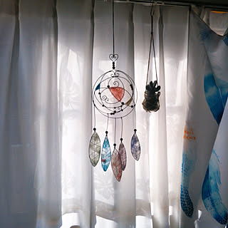 ベッド周り/posauruさんありがとぉ♥/posauruさんの作品♡/ワイヤーと羊毛フェルトのコラボ☆/ドリームキャッチャー...などのインテリア実例 - 2018-02-09 09:31:03