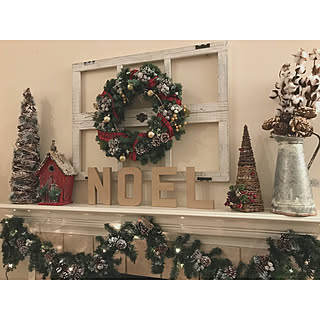 壁/天井/Rustic/クリスマスインテリア/クリスマスリースハンドメイド/クリスマスリース...などのインテリア実例 - 2017-11-19 13:42:07
