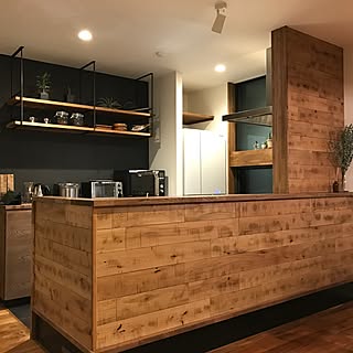 キッチン/アイアンシェルフ/模様替え/観葉植物/ドライフラワー...などのインテリア実例 - 2017-02-06 06:31:24