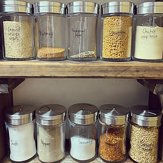 調味料棚DIY/調味料収納/調味料入れ/ハンドメイド/古い一軒家...などのインテリア実例 - 2020-01-23 16:27:59