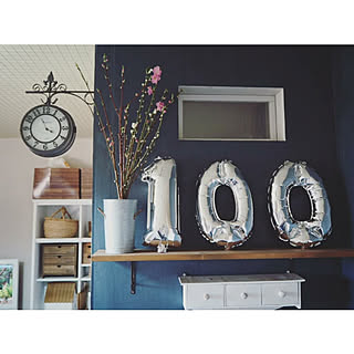 客間/青い壁/100日祝い/孫のいる生活/ダイソーバルーン...などのインテリア実例 - 2020-02-24 08:04:32